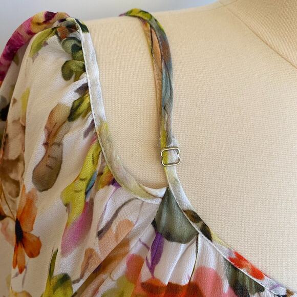 Anthropologie Love Sam Floral cold shoulder top blouse sz L - Picture 7 of 14